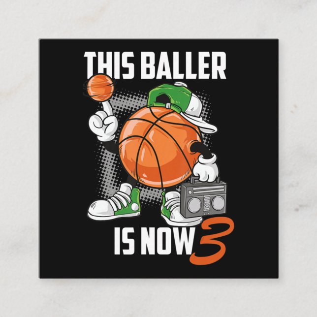 Basketball Player 3 år gammal Fyrkantigt Visitkort (Framsida)