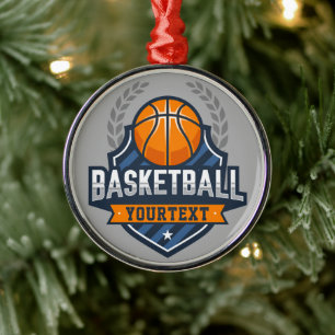 Basketball Player ADD NAMN Varsity School Team Julgransprydnad Metall