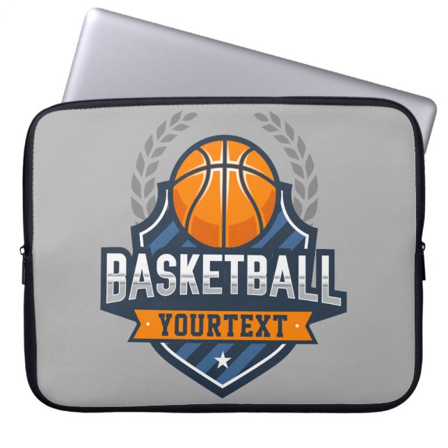 Basketball Player ADD NAMN Varsity School Team Laptop Fodral (Framsidan)