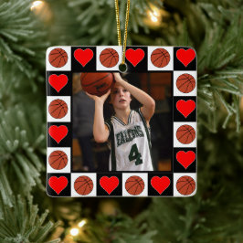 Basketball Player-Anpassningsbar Photo jul Heart Julgransprydnad Keramik