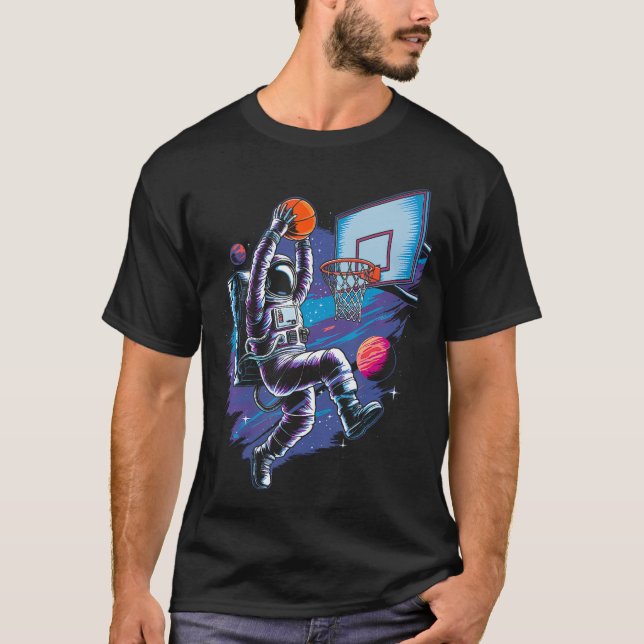 Basketball Player Astronaut Astronomy Astrology Ou T Shirt (Framsida)