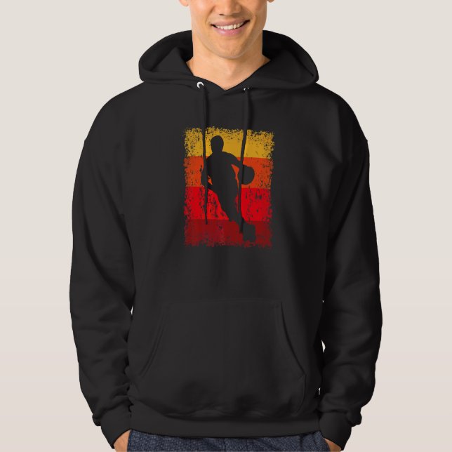 Basketball Player Basketballer Vintage Retro Hoodie (Framsida)