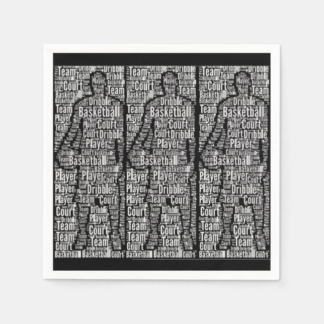 Basketball Player Black White Pappra Napkins Pappersservett (Framsidan)