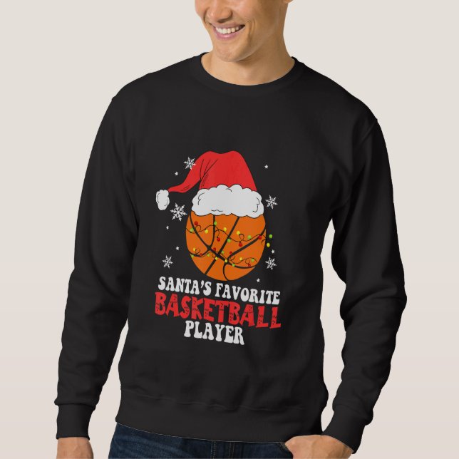 Basketball Player Christmas Basketball   Lång Ärmad Tröja (Framsida)
