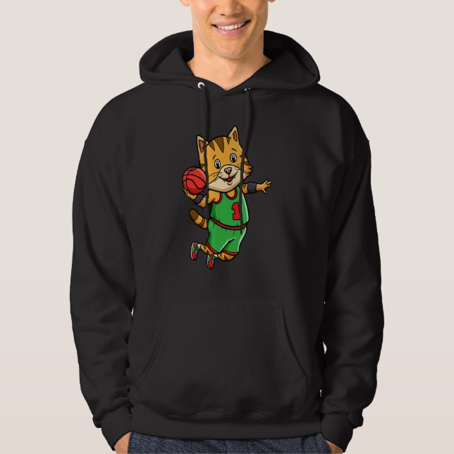 Basketball Player Coach Bball Hoop Cat Owner Hoodie (Framsida)