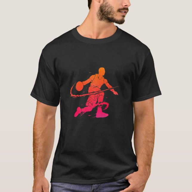 Basketball Player Coach Dribbling Kids Boys Men   T Shirt (Framsida)