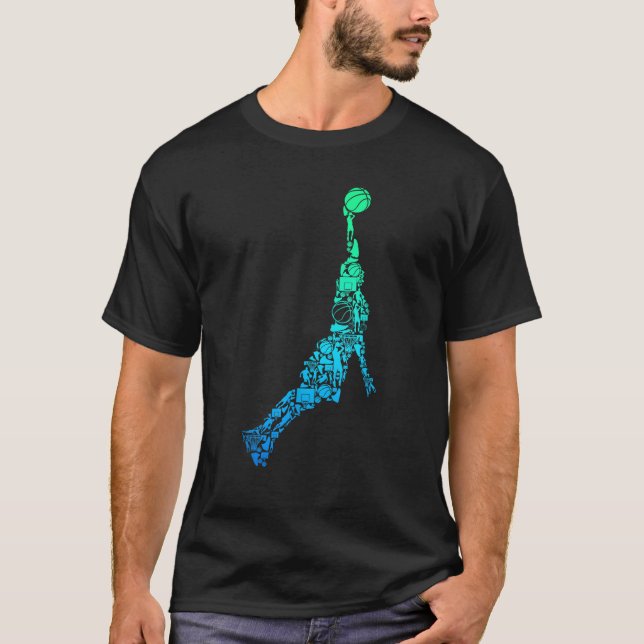 Basketball Player Coach Dunking Kids Boys Manar T Shirt (Framsida)