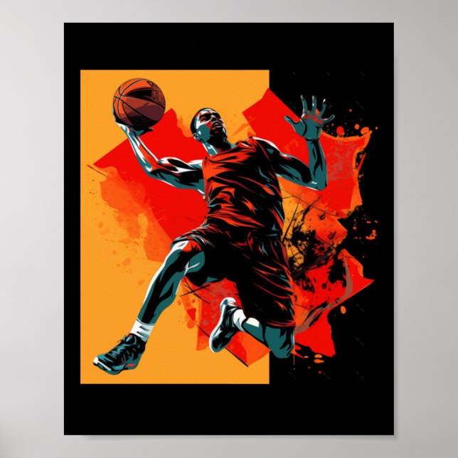 Basketball Player Dunking Basket Poster (Framsidan)