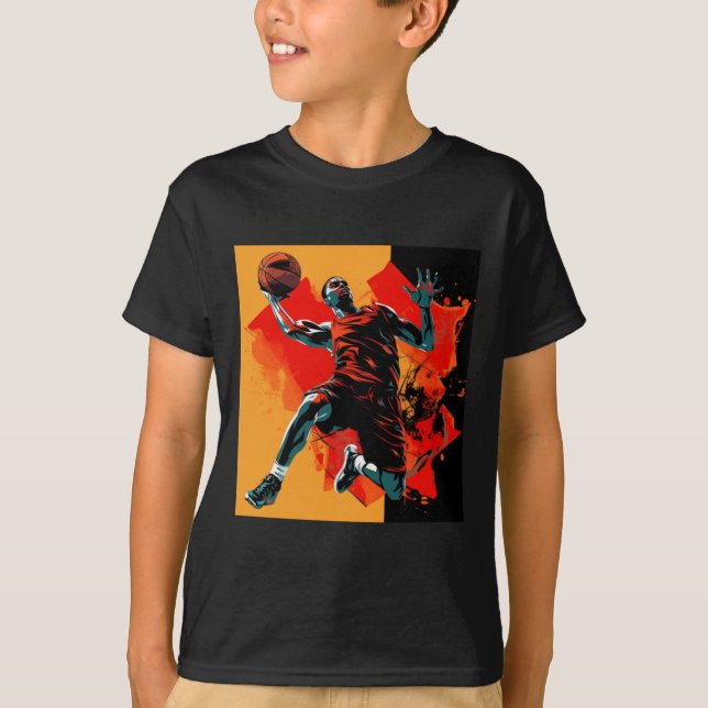 Basketball Player Dunking Basket T Shirt (Framsida)