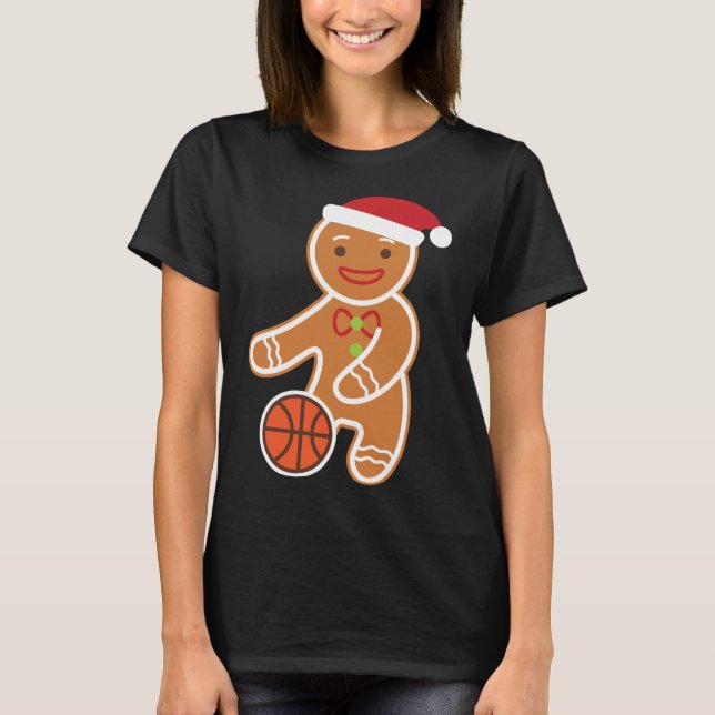 Basketball Player Gingerbröd Den fina julen T Shirt (Framsida)