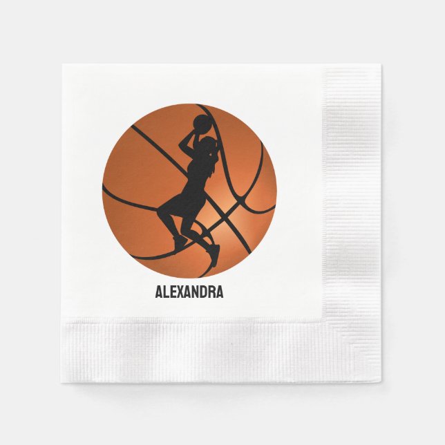 Basketball Player Girl, Basketball Girl Birthday Pappersservett (Framsidan)