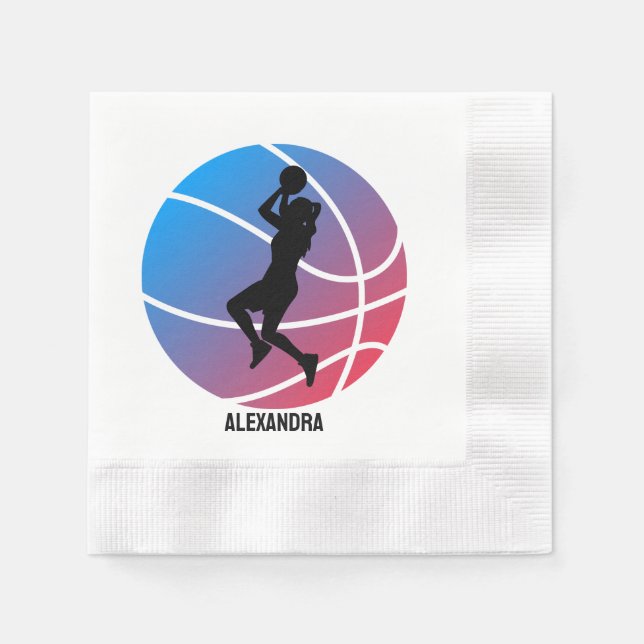 Basketball Player Girl, Basketball Girl Birthday Pappersservett (Framsidan)