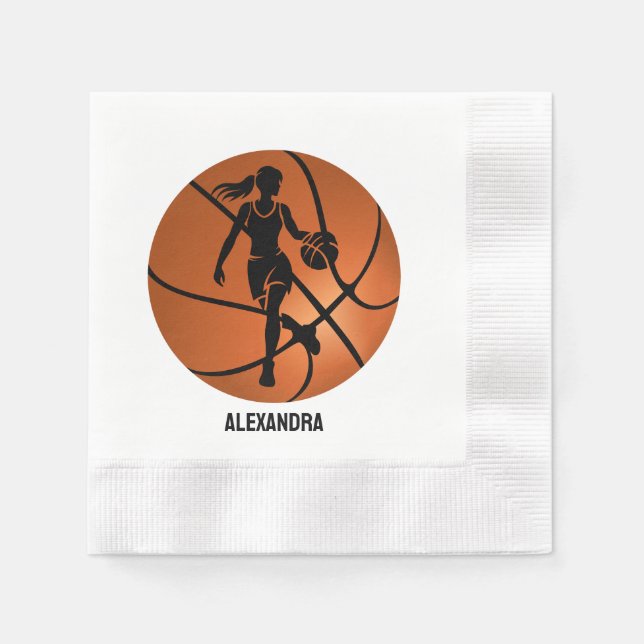 Basketball Player Girl, Basketball Girl Birthday Pappersservett (Framsidan)