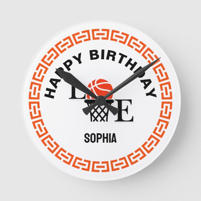 Basketball Player Girl, Basketball Girl  Birthday Rund Klocka (Framsida)