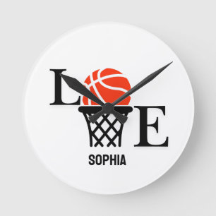 Basketball Player Girl, Basketball Girl Birthday Rund Klocka