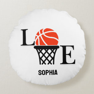 Basketball Player Girl, Basketball Girl Birthday Rund Kudde