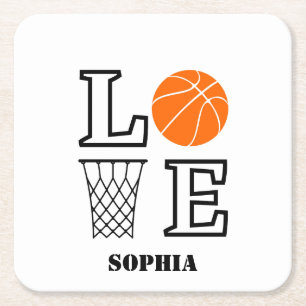 Basketball Player Girl, Basketball Girl Birthday Underlägg Papper Kvadrat