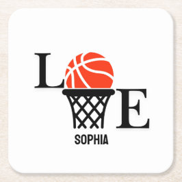 Basketball Player Girl, Basketball Girl Birthday Underlägg Papper Kvadrat