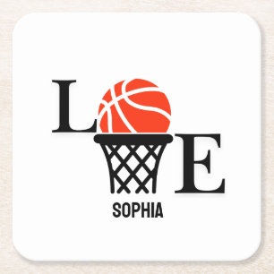 Basketball Player Girl, Basketball Girl Birthday Underlägg Papper Kvadrat