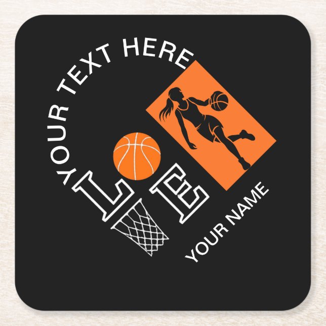 Basketball Player Girl, Basketball Girl  Birthday Underlägg Papper Kvadrat (Framsidan)