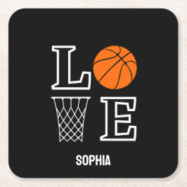 Basketball Player Girl, Basketball Girl Birthday Underlägg Papper Kvadrat