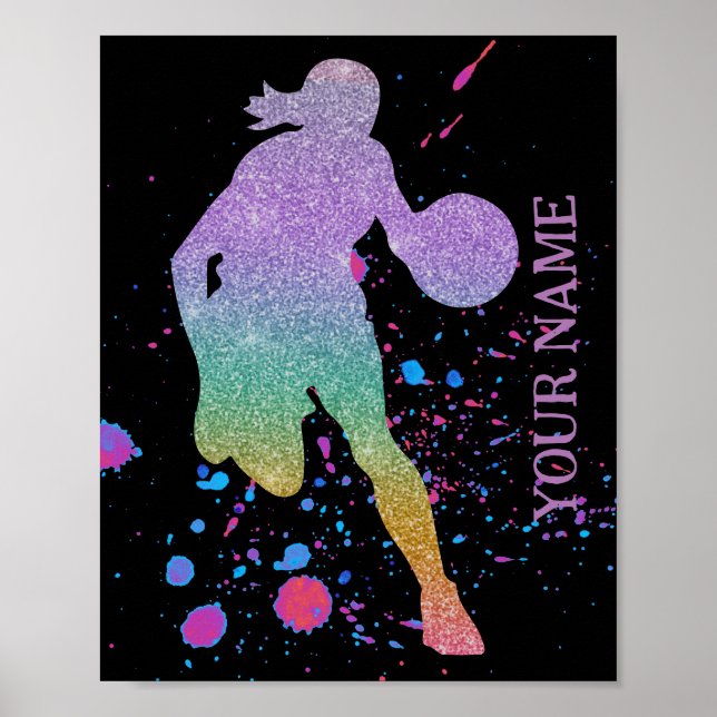 Basketball Player Girl Coach Gradient Team Court Poster (Framsidan)