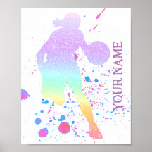 Basketball Player Girl Coach Gradient Team Court