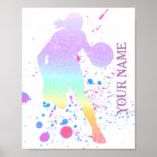 Basketball Player Girl Coach Gradient Team Court Poster