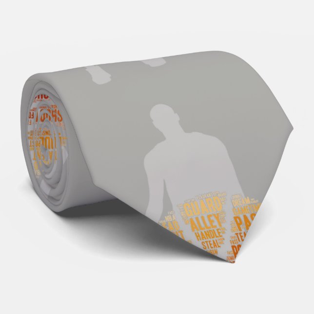 Basketball Player Graphic Sports Necktie Grått Slips (Rullad)