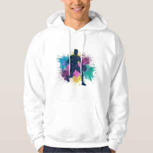 Basketball Player Grungy Färg Stänk Hoodie