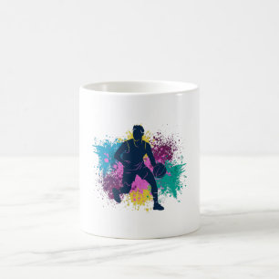 Basketball Player Grungy Färg Stänk Kaffemugg