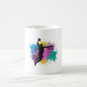 Basketball Player Grungy Färg Stänk Kaffemugg