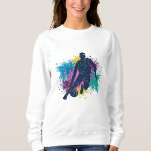 Basketball Player Grungy Färg Stänk T Shirt