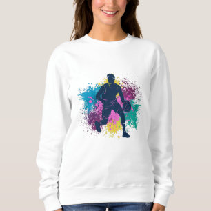Basketball Player Grungy Färg Stänk T Shirt