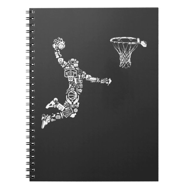 Basketball Player Idrottsman Dunk Art Sportsman Anteckningsbok (Framsidan)