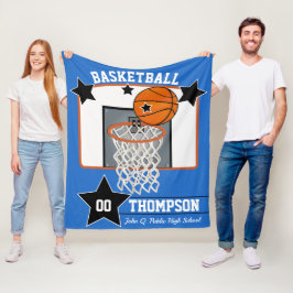 Basketball Player Namn School och Jersey Number Fleecefilt