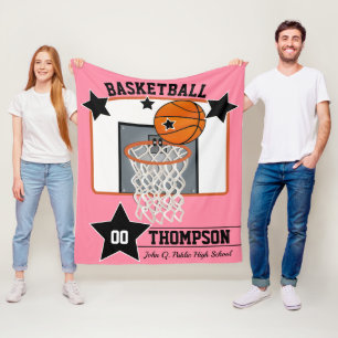 Basketball Player Namn School och Jersey Number Fleecefilt