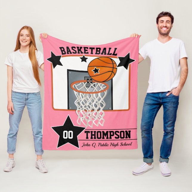 Basketball Player Namn School och Jersey Number Fleecefilt (På plats)