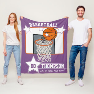 Basketball Player Namn School och Jersey Number Fleecefilt