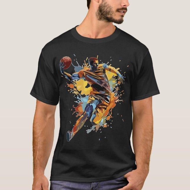 Basketball Player Paint Stänk T Shirt (Framsida)