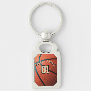 BASKETBALL PLAYER-PERSONLIG REKTANGULÄRT SILVERFÄRGAD NYCKELRING