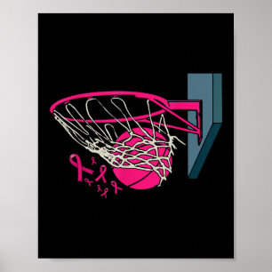 Basketball Player Rosa Ribbon Breast Cancer Awaren Poster