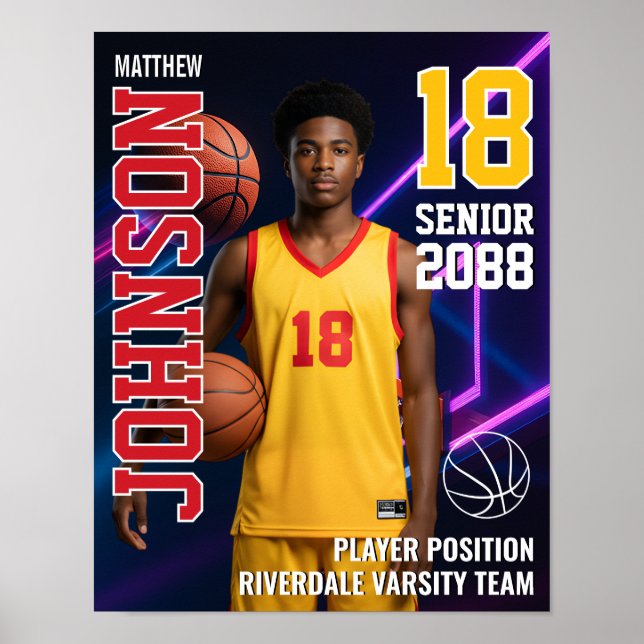 Basketball Player Senior Team Custom Photo Sports Poster (Framsidan)