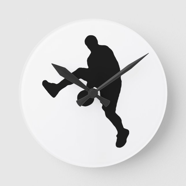 Basketball Player Silhouette Rund Klocka (Framsida)