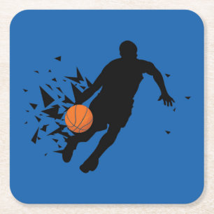 Basketball Player Silhouette Underlägg Papper Kvadrat