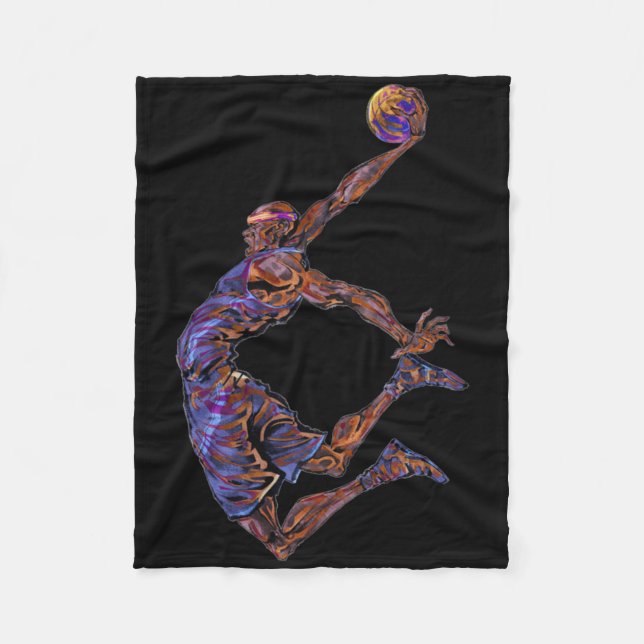 Basketball Player Slam dunk Fleecefilt (Framsidan)