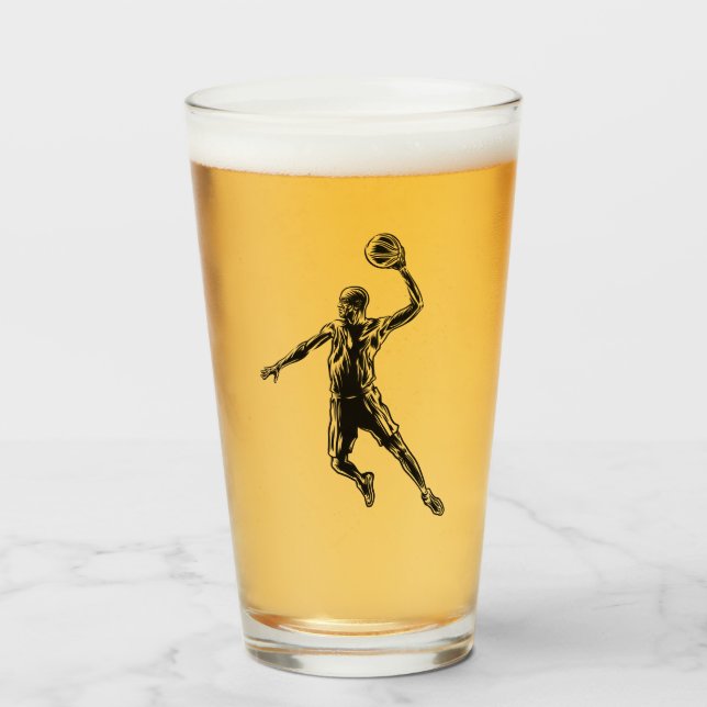 Basketball Player Slam dunk Mörk Design Glaskopp (Framsida fylld)