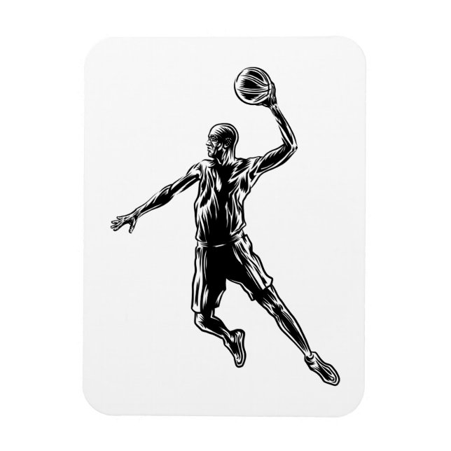 Basketball Player Slam dunk Mörk Design Magnet (Vertikal)