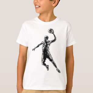 Basketball Player Slam dunk Mörk Design T Shirt