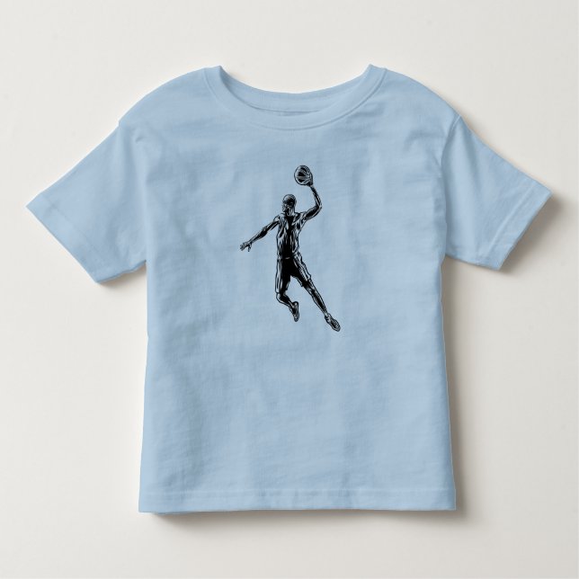 Basketball Player Slam dunk Mörk Design T Shirt (Framsida)